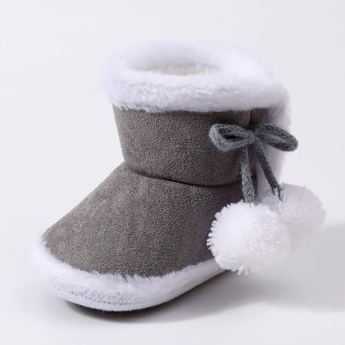 IWIHMIV Infant Warm Soft Boots Baby Winter Ankle Non Slip Booties Toddler Winter Crib Floor Socks Shoes3