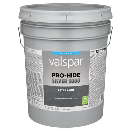 Valspar 71000 White Base Pro-Hide Silver 5000 Interior Wall Paint, Flat, 5 Gallon