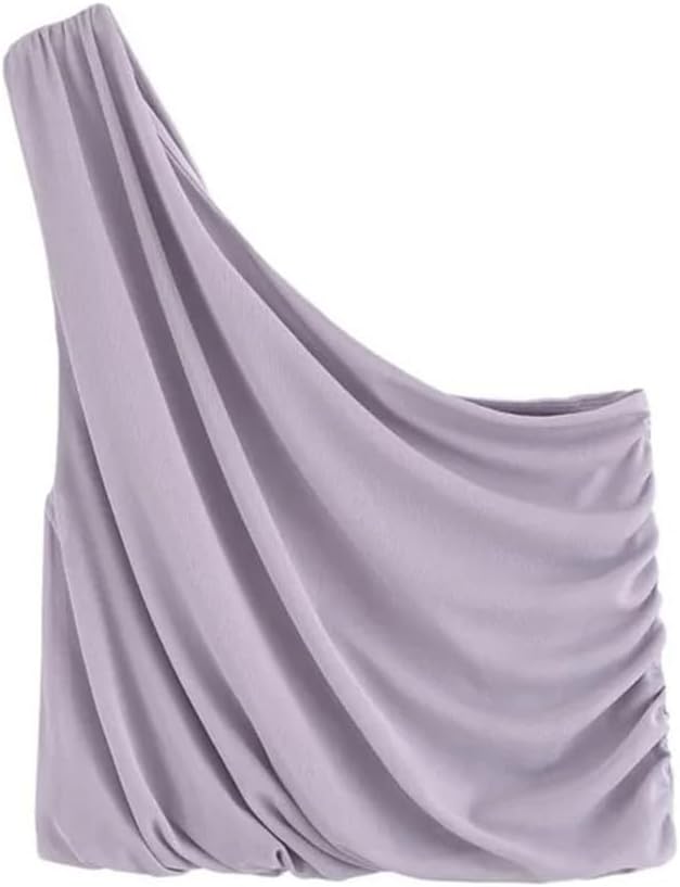 Women's 2 Piece Outfit High Waist Midi Skirt with Asymmetric Draped Wide Strap Tops, Elegant Two Piece Skirt Set