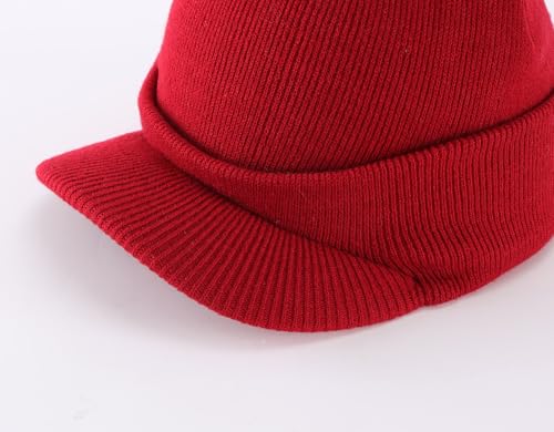 Image of Home Prefer Men's Winter Beanie Hat with Brim Warm Double Knit Cuff Beanie Cap Watch Radar Hat