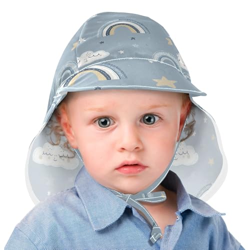Rainbow Clouds Blue Childish Infant Toddler & Kids Sun Hats Boys Summer Hats Baby Girls' UPF 50 Neck Flap Traveling Swim2