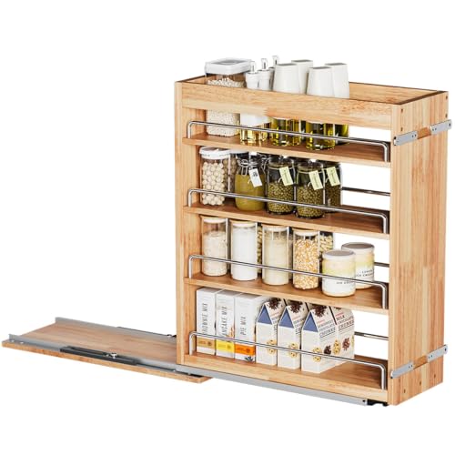OCG 4 Tier Pull Out Spice Rack Holder Shelves (8" W x 22" D), spice organization for cabinet Storage Organization, pull out spice racks for inside cabinets