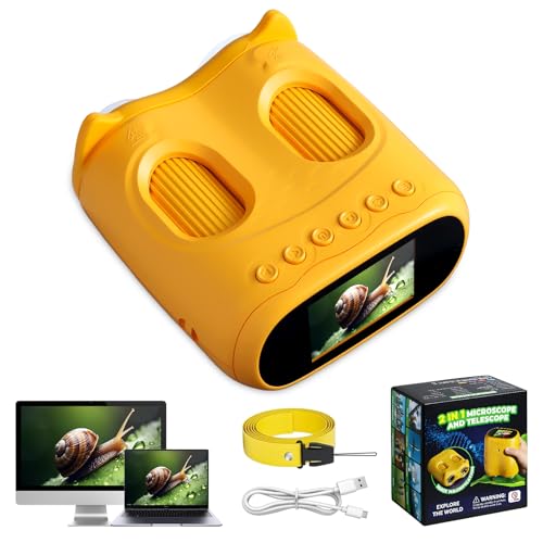 Microscopio para niños mayor de 3 años, microscopio portátil de mano 1000X con base, pantalla