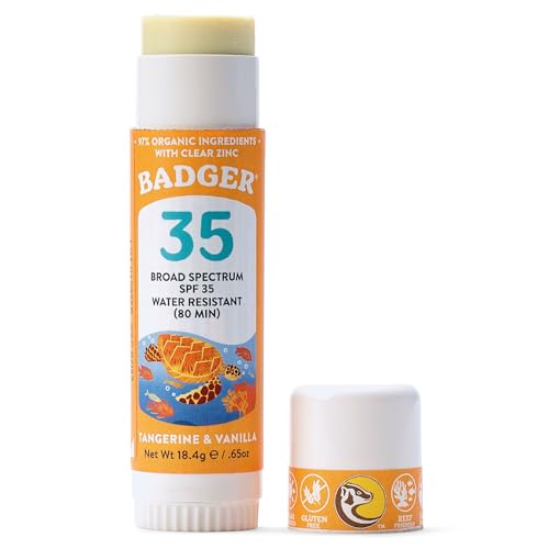 Badger Mineral Kids Sunscreen Face Stick SPF 35, Zinc Oxide Trave...
