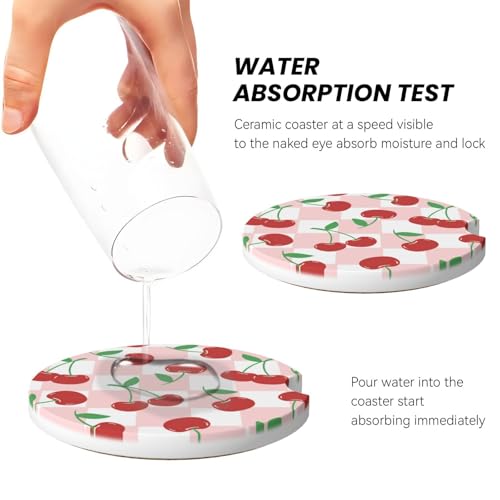 Portavasos para auto cerámico 2 piezas absorbente rojo miniatura 3