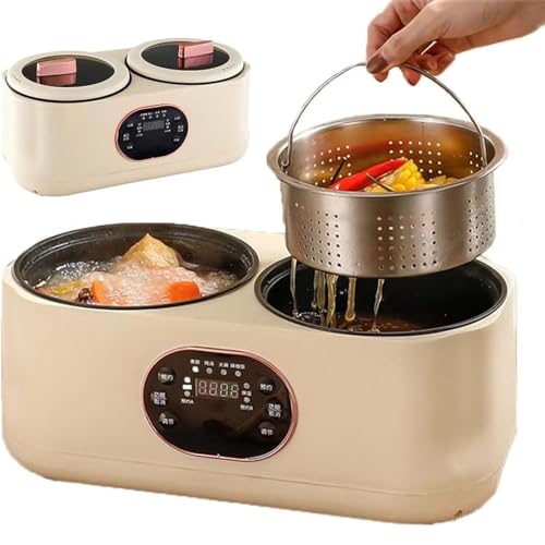 Cooker di Riso A Basso Zucchero Basso, Pentola di Riso con Pentole Doppie, Pentola di Riso Multifunzione da 3,6 Litri, Pentola Calda Elettrica, 6 Menu Preimpostati, Prenotazione