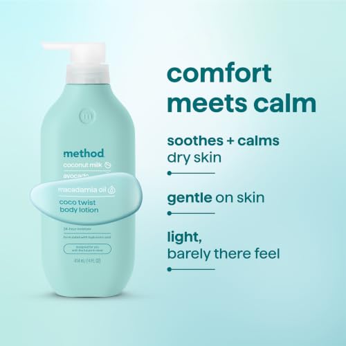 Image of method Body Lotion, Coco Twist, 24hr Moisture, 14 fl oz | Delivers 24 Hour Moisture, Formulated With Hyaluronic Acid and Shea Butter, Notes of Coconut Milk, Avocado & Macadamia Oil