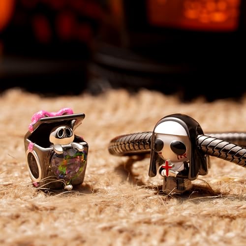 GNOCE Halloween Ghost Gift Box Charm Sterling Silver Bead Halloween Charm Fit Bracelet/Necklace for Women Wife/Jewelry Gift3