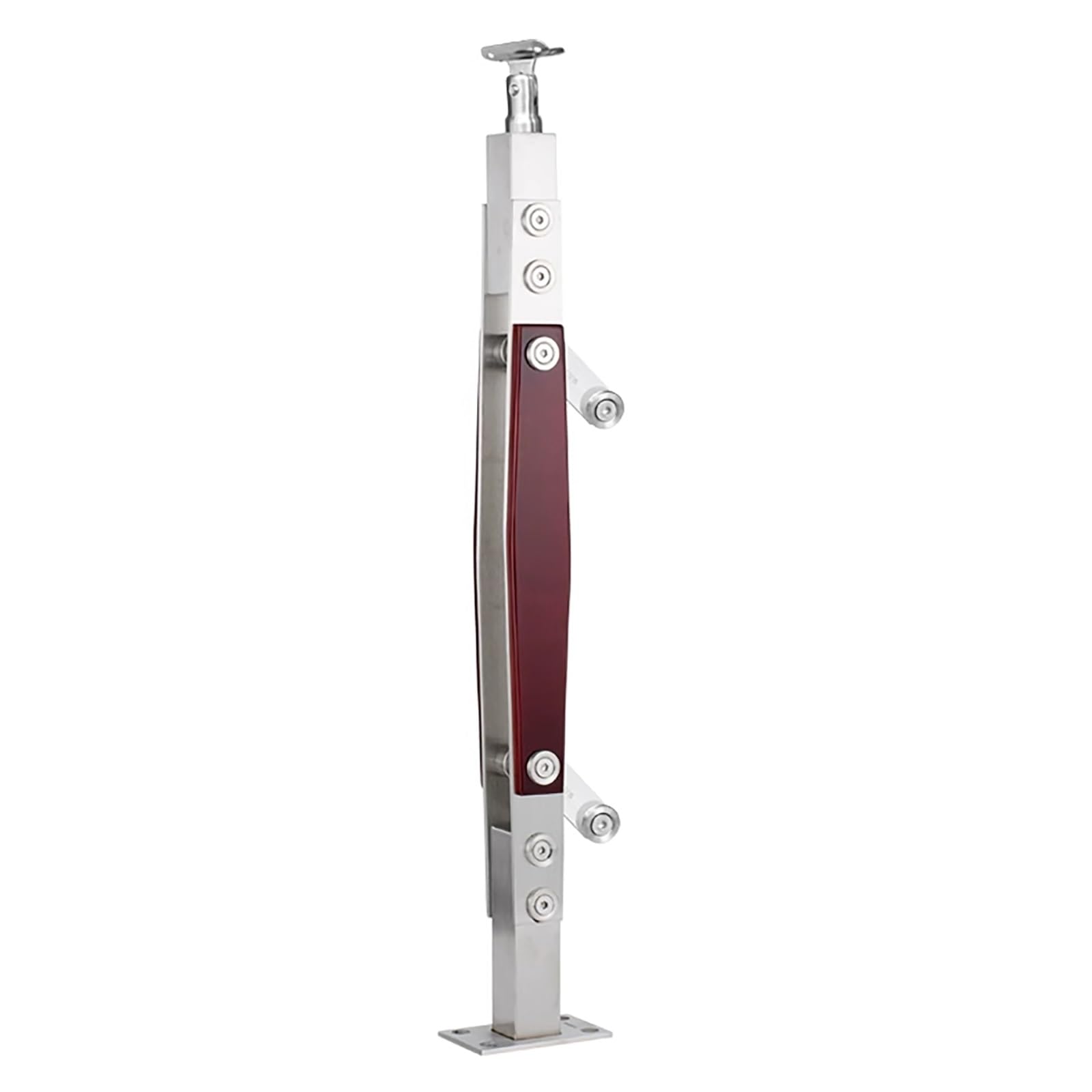 Ringhiera Vetro Scale Interne Esterni Argento Paletto, ringhiera in acciaio inossidabile 304 Ringhiera in vetro, per ville/balconi/scale/terrazze/scale del patio(Red,85cm)
