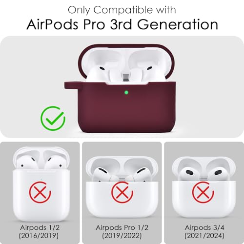 Image of Filoto for AirPods Pro 3 Case (2025), Soft Silicone Protective Case Cover Compatible with Apple AirPods Pro 3rd Generation with Beaded Bracelet Keychain Accessories for Women Burgundy