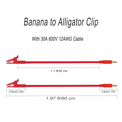 Image of Alligator Clips to 4mm Banana Plug Test Leads Cable | 2 Pairs 12AWG 60cm Cable 4 Color for multimeter car Test oscilloscope or Battery Test(4 Color Clips 60cm)