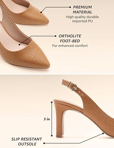 Image of Symbol Premium Women's 'Desk to Dinner' Slingback Pumps (Ortholite Insole|Stylish Heels)