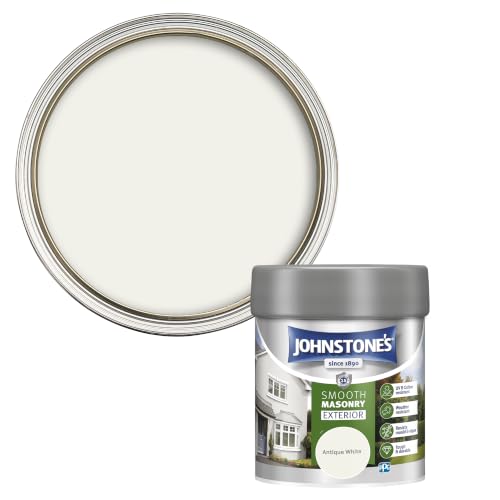 Johnstones Exterior Smooth Masonry Paint - Antique White | Brick Concrete Patio & Outdoor Walls |15 Years Protection Weather & Dirt Resistant | 12m Coverage Per Litre Dry in 1-2 Hours |225 ml