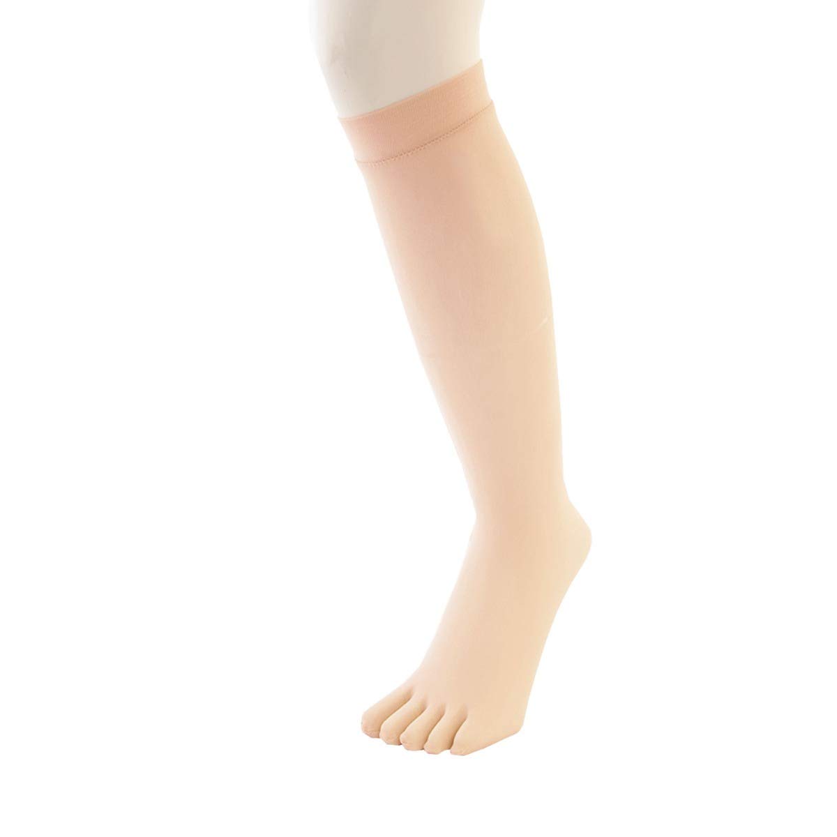 TOETOE - Women Legwear Soft Nylon Knee-High Seamless Plain Toe Socks, Hygienic, Breathable - 1 pair - Beige