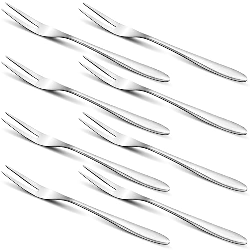 8 Stück Obstgabeln Aus 18/8 Edelstahl, Mini Kleine Gabeln Für Kinder Brotdose, Pommesgabel Snack Piekser Spieße Fingerfood, Dessertgabeln Picker Gabel Food Picks Kuchengabeln Obstspieße