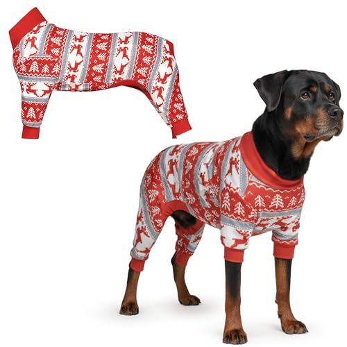 Image of Spark Paws Dog Christmas Pajama, Dog Recovery Suit Male, Onesie, Ultra-Soft and 4-Way Stretch, for Small Medium and Large Breeds - Winter Wonderland - 4XL