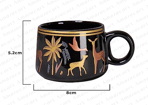 Image of Alive Black with Metalic Transfer Work Tea & Coffee Cups Set of 12 Pieces (120 ml),Multi-Color
