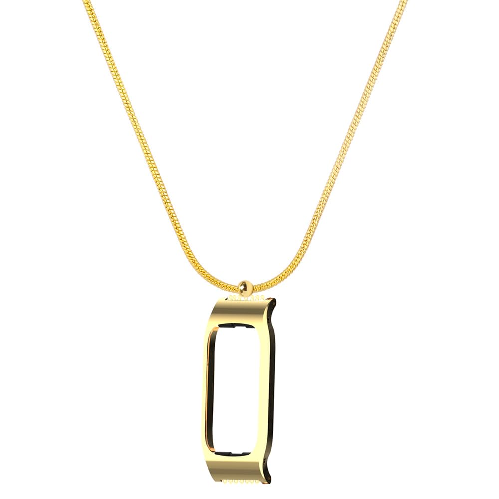 Gheper Smartwatch Necklace Stainless Protective Case Frame Chain Design Compatible with Fitbit Luxe/Luxe SE (Golden)