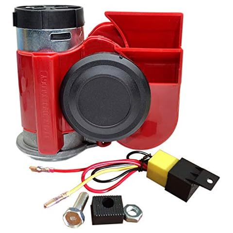 SoundOriginal 12Volt Loud Car Air Horn Big Truck Horn 125db with Automotive Relay Electric Horn for Truck Car Motorcycle (Red) Cover