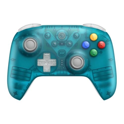 Image of 8BitDo Ultimate 2 Wireless Controller for Windows PC, Apple, Steam & Android, Gaming Controller with TMR Joysticks, Hall /Tactile Triggers, Motion Control, RGB Fire Ring, 1000Hz Polling Rate, Clear Blue