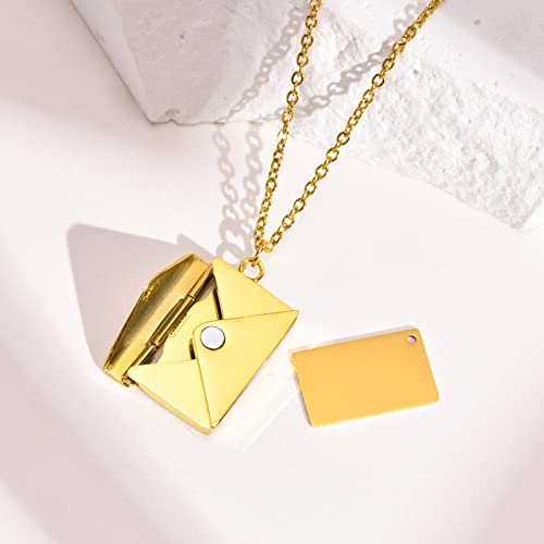 Collier enveloppe médaillon gravé avec message confession d'amour - 4
