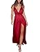 Yimeili Women's Sexy Deep V Neck Backless Split Maxi Cocktail Long Party Dress (S, Wine)