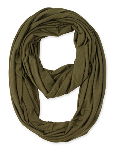 corciova Light Weight Infinity Scarf with Solid Colors Dark Olive