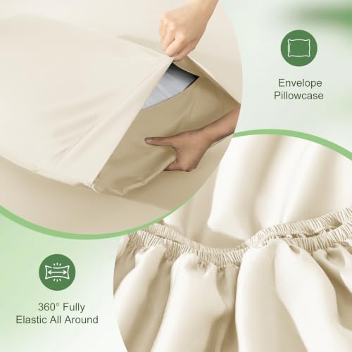 Image of 100% Organically Grown Bamboo Viscose King Sheet Set with Pockets on Side