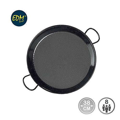 Vaello Campos Enamelled Steel Paella Pan, 38 cm, 38cm, Black