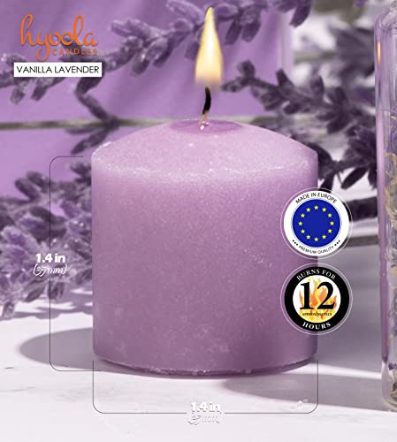 Image of HYOOLA Scented Votive Candles - Vanilla Lavender Votive Candles -12 Hour Burn Time - 9 Pack - European Made