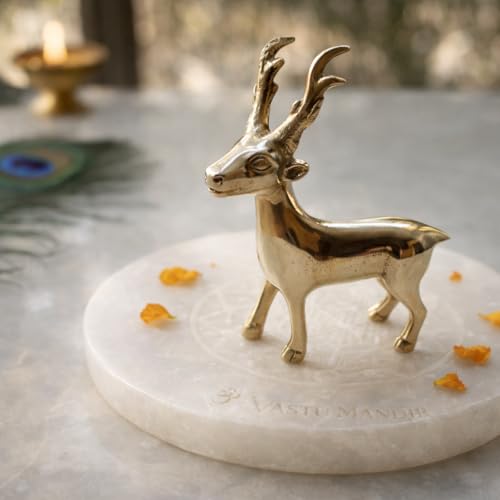Image of Vastu Remedy Deer Idol for Energy, Stamina & Team Harmony | Pure Brass Decorative Showpiece for Home & Office | West-North-West Placement Brass Animal Figurine
