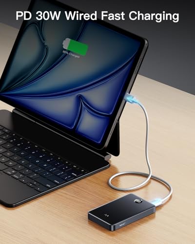 Image of iWALK Magnetic Portable Charger, Qi2 Certified 15W Magnetic Power Bank with LED Display, 30W PD Fast Charging, 10,000mAh Battery Pack, Ergonomic Design, for iPhone 17 /16 /15 /14 /13 /12 Series Gray
