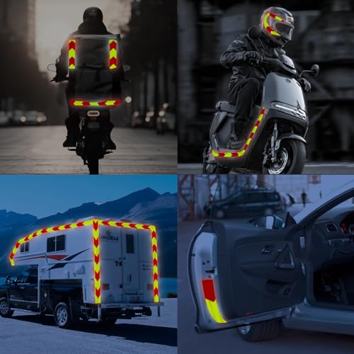 Image of Reflective Tape Outdoor Waterproof, 2 inch x 40 FT Red & Fluorescent Green, High-Adhesive Arrow DOT-C2 Reflective Stickers for Hazard Warning Safety Conspicuity on Trailers Trucks