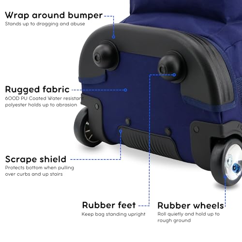 Image of J World Sundance Laptop Rolling Backpack for Girls Boys. Roller Bookbag with Wheels, 20 Inch, Navy
