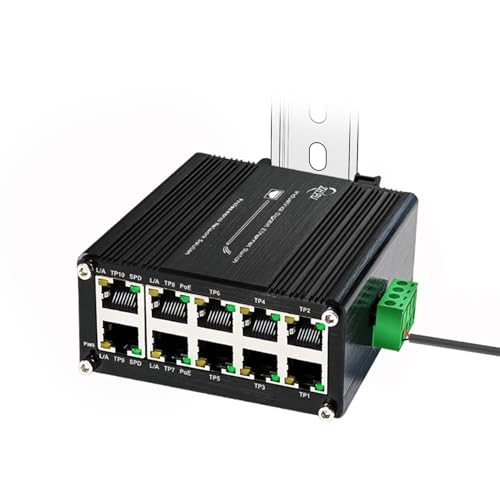 Image of Industrial 8-Port Gigabit PoE Switch with 2 Uplink Ports, IEEE 802.3af /at 30W, 12~48V DC Input, Voltage Booster, DIN-Rail Mount, IP40 Aluminum Case for Camera,AP, VoIP