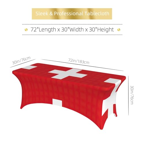 Nappe élasthanne extensible EdWal avec drapeau suisse pour table rectangulaire de mariage - 7