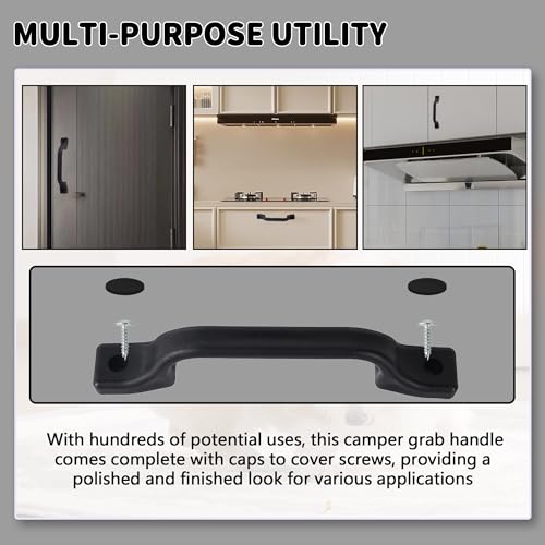Image of TonGass (3 Pack, Black All Weather Plastic Grab Handle for RV Trailer