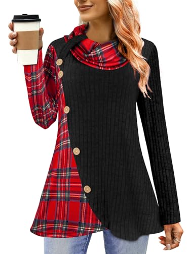 Image of Cestyle Cowl Neck Tunic Sweaters for Women Long Sleeve Casual Pullover