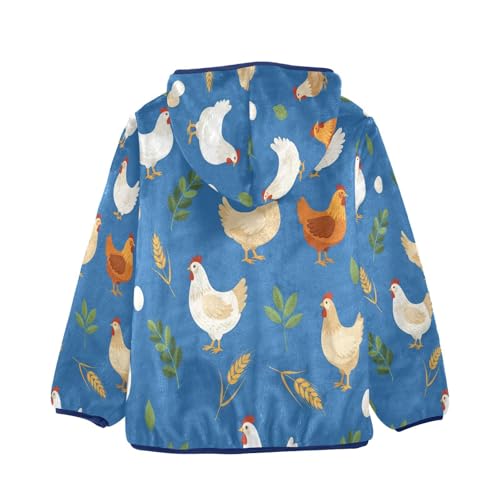 Chicken Eggs Leaves Wheat Toddler Fleece Jacket Girl Boys Hooded Fleece Jacket Coat Warm Outwear Zip-up 3-10T2
