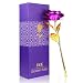 ALLOMN 24K Golden Rose, Plastic Long Stem Real Rose Dipped in Gold with Gift Box, Best Gift for Valentine's Day Mother's Day Christmas Birthday with Gift Box(Purple)