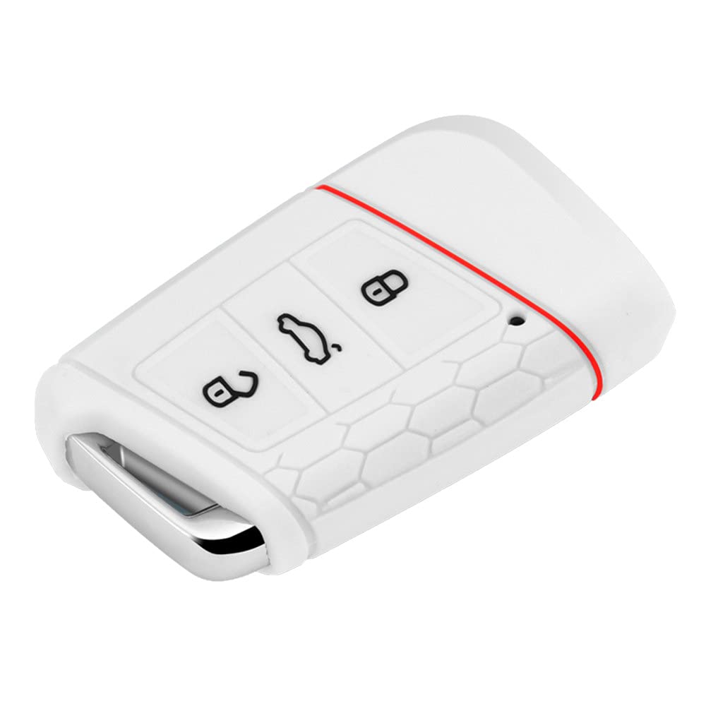 Funda de Silicona para Llave de Coche con Mando a Distancia, Llavero, Llavero, Apto para Volkswagen VW Magotan Passat B8 Golf para Skoda Superb A7, Blanco