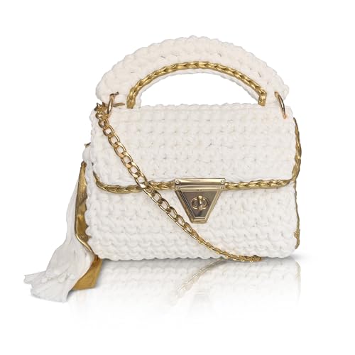 Image of Evening Clutch Bag for Women, Handmade Crochet Wedding Party Purse, Small Flap Formal Crossbody Handbag Evening Clutch