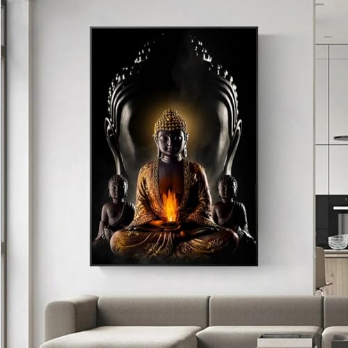 Toile Bouddha encadrée pour habiller un grand mur vide et créer du calme