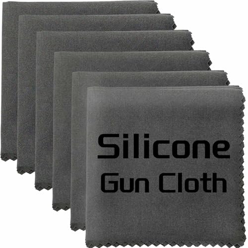 Miaozhun Silicone Gun Cleaning Cloth 12x12 Microfiber Lint Free Silicone Gun Cleaning Rags Reusable Microsuede Cleaning/Polishing Wipes Towels for Firearms Reels Knives and Scopes (Gray-6Pack)