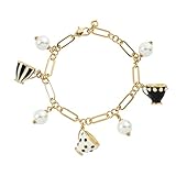 rongji jewelry 3D Teacup Coffee Cup Necklace - Elegant Teacup Sweater Pendant Necklace Chain Tea Cup Pendant Necklace 14K Gold Plated Chain Gift for Woman (Teacup Bracelet)