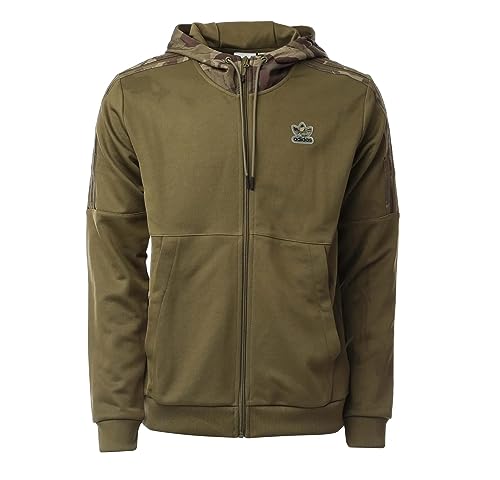adidas Originals HN8154 - Sudadera con capucha para hombre, diseño de camuflaje, con cremallera completa, logotipo de trébol, color verde oliva HN8154 New (as3, Alpha, M, Regular, Regular)