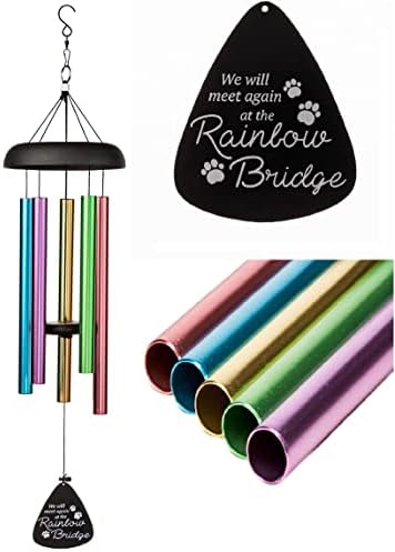 Pet Memorial Wind Chimes, Rainbow Bridge Gifts for The Remembrance of Dog or Cat. 32" Rainbow Wind Chime Designed as a Beautiful Sympathy Gift for The Loss of a Loved Ones Pet