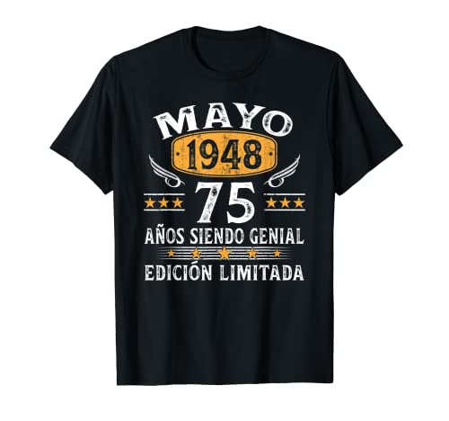 Nacido En Mayo 1948 Vintage 75 Años Regalo Hombre Mujer Camiseta