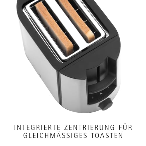 WMF Bueno Pro Toaster 2 Scheiben, Doppelschlitz Toaster Edelstahl mit Brötchenaufsatz, 2 Scheiben, 6 Bräunungsstufen, 870 W, edelstahl matt 2