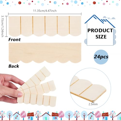 FINGERINSPIRE 24Pcs Dollhouse Wooden Roof 4.47x1.24 Inch Vintage White Miniature Roofs Tiles 1/12 Scale Natural Wooden Roof Shingles for Dollhouse Model House Creative Building Projects